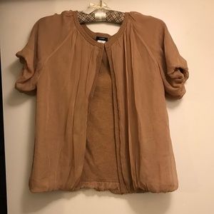 J Crew Silk and Wool Clara Chiffon short sleeve sweater, medium